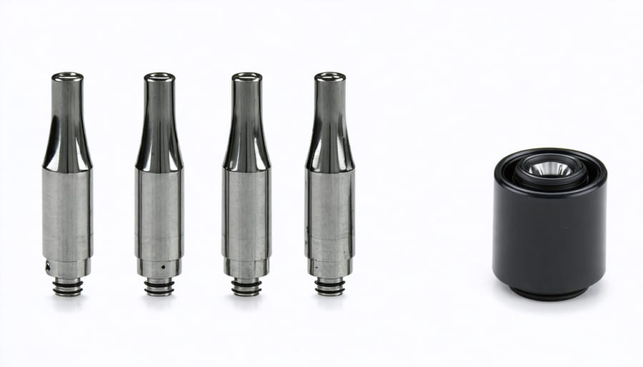 Close-up of elastomer seal integration in Delta-9 THC vape cartridge assembly
