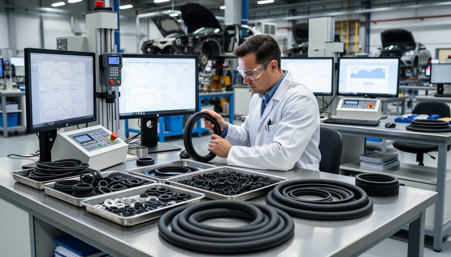 Precision measurement tools testing rubber gasket seal quality