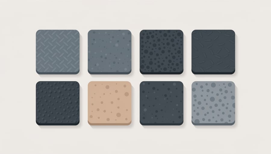 Gloved engineer hand comparing engineered rubber material samples on a workbench